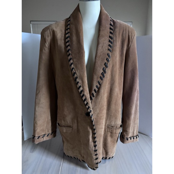 The Limited Collection Leather Jacket Womens L Brown Western Blazer Whipstitch - Picture 11 of 15